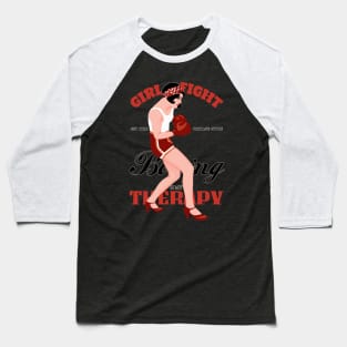 Boxing Girl Fight Vintage Style Baseball T-Shirt